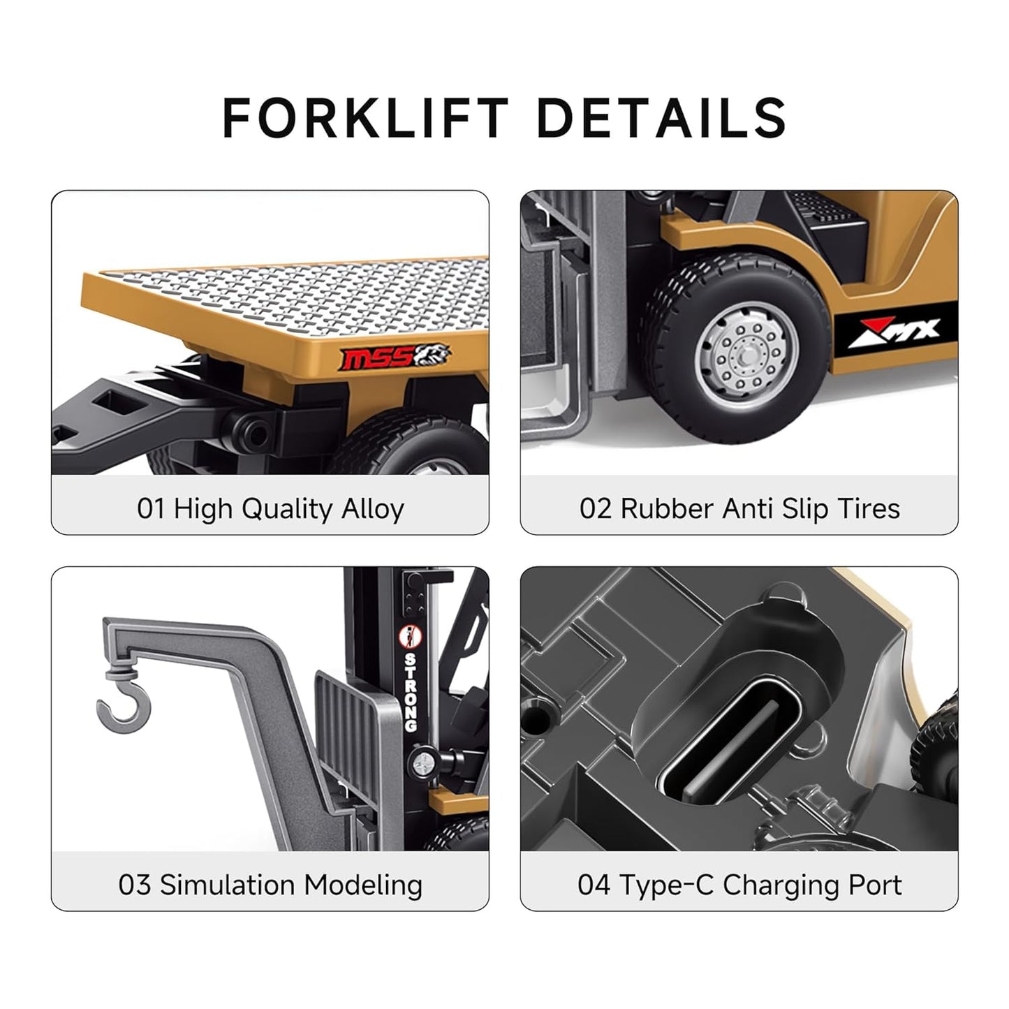 New Mini RC Alloy Forclift Crane, Phone App Control,Lifting,Adjustable Speed,Metal Body,Multi Crane Accessories