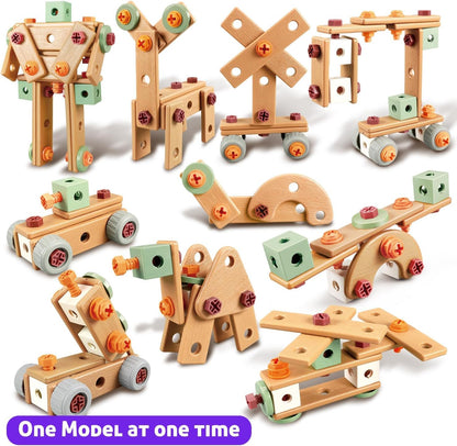Playlogic Toyz 158 Pcs Toddler Tool Set with Toy Electronic Drill, Pretend Play Kids Construction Tools Toy
