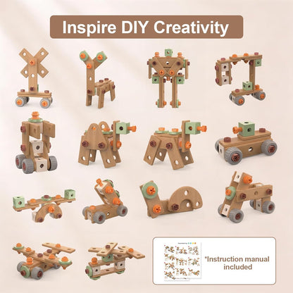 Playlogic Toyz 158 Pcs Toddler Tool Set with Toy Electronic Drill, Pretend Play Kids Construction Tools Toy