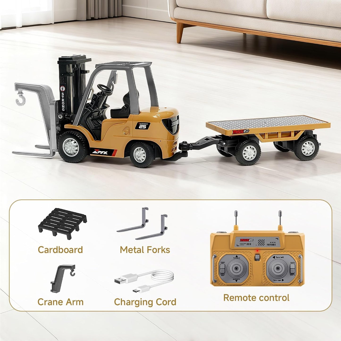 New Mini RC Alloy Forclift Crane, Phone App Control,Lifting,Adjustable Speed,Metal Body,Multi Crane Accessories