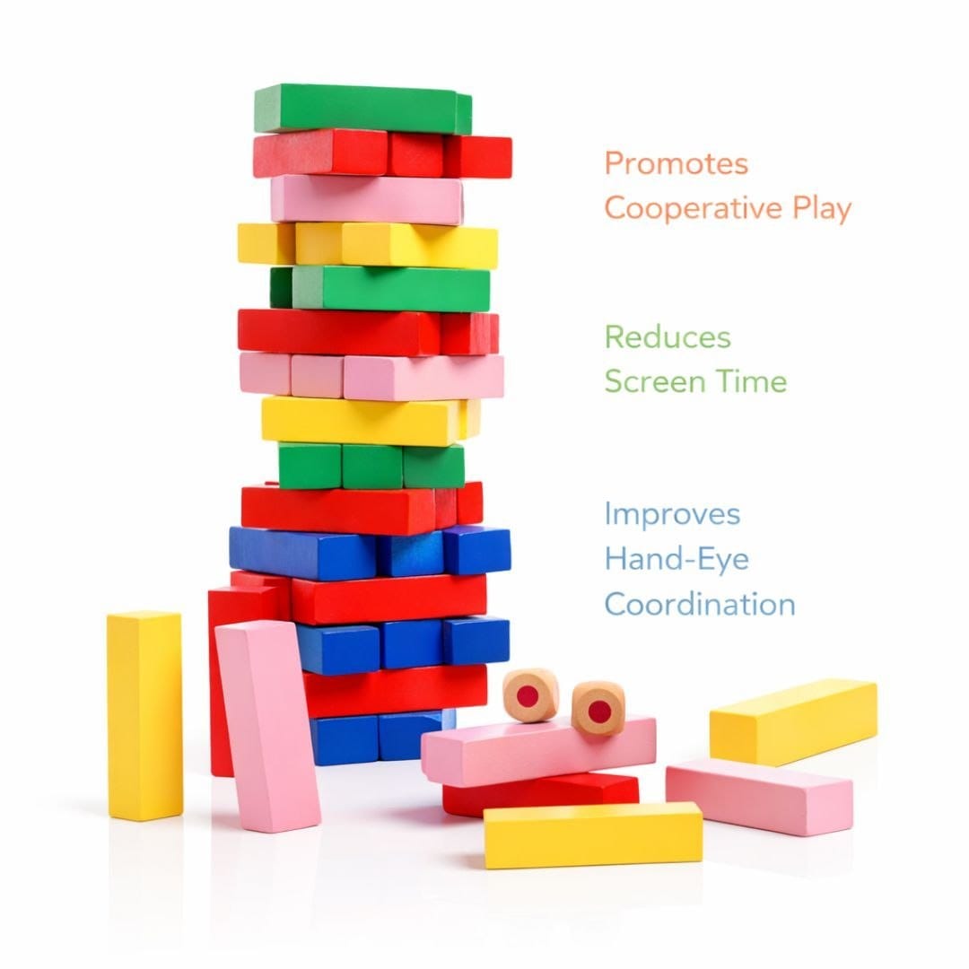 Colourful Wooden Stacking Tower Blocks Game