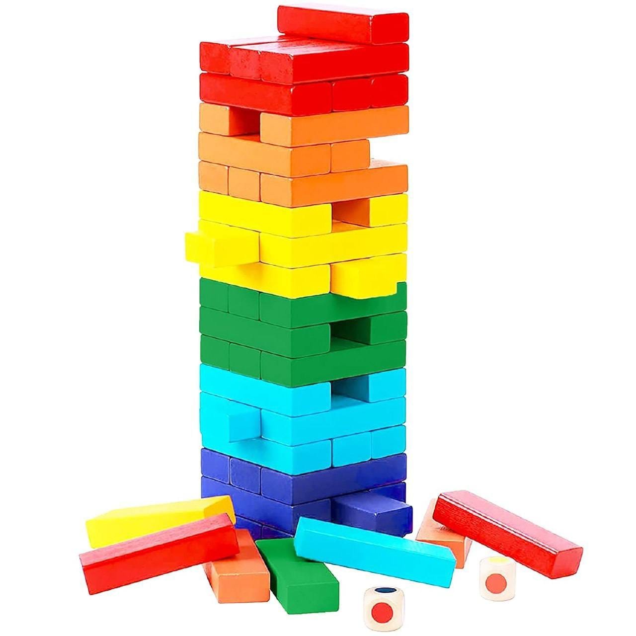 Colourful Wooden Stacking Tower Blocks Game