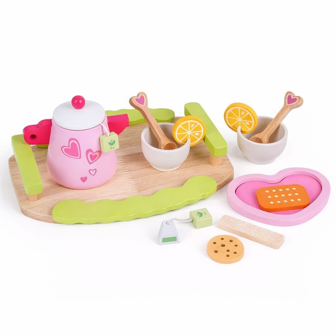 Wooden Pretend Play Tea Set Toy for Toddlers