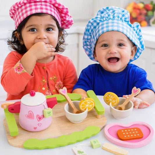 Wooden Pretend Play Tea Set Toy for Toddlers