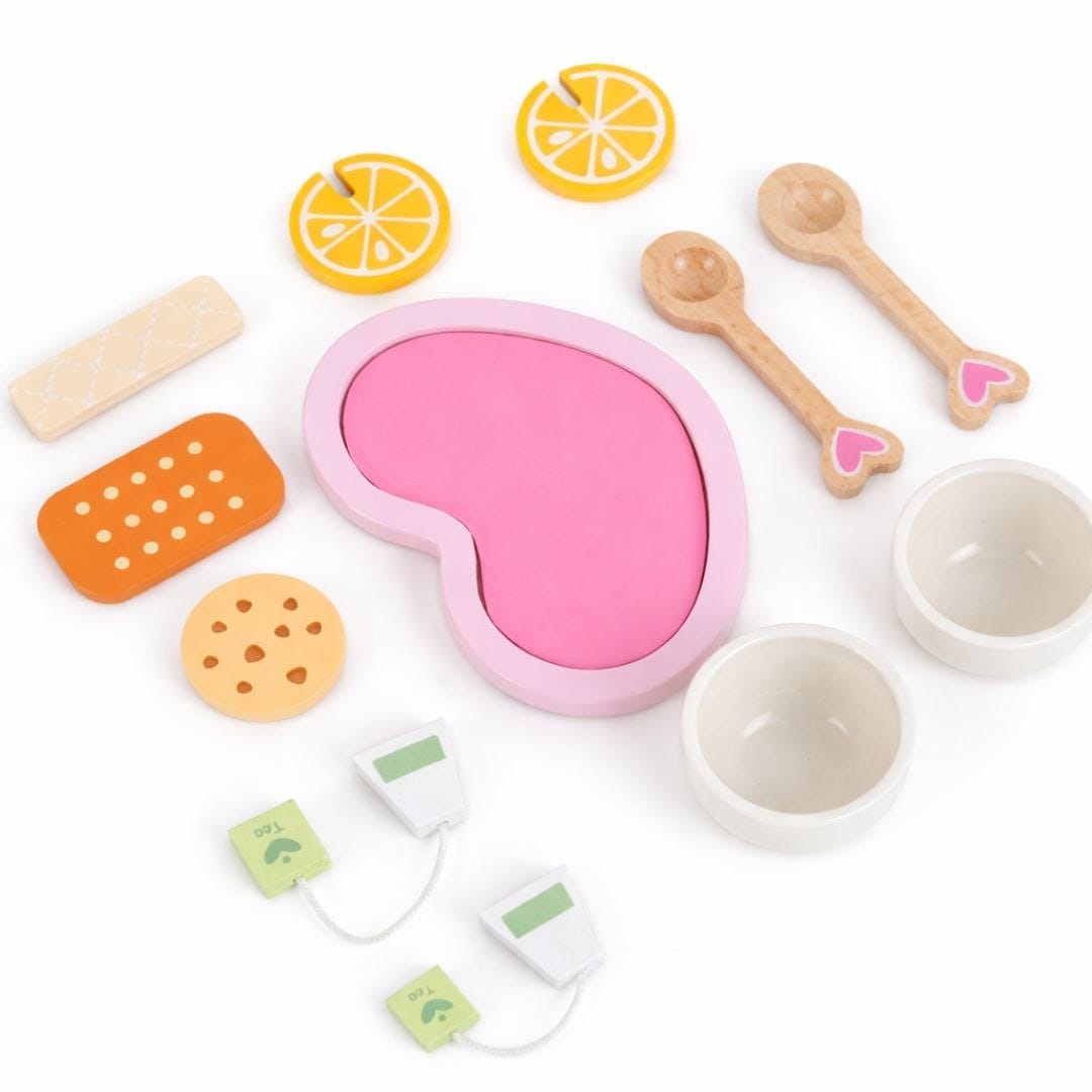 Wooden Pretend Play Tea Set Toy for Toddlers