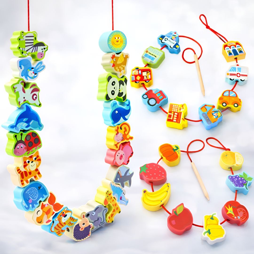 Wooden lacing toy (42pcs) by Playlogic Toyz