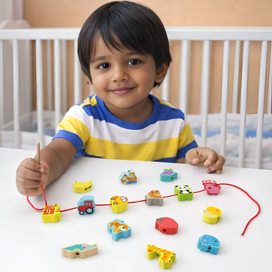 Wooden lacing toy (42pcs) by Playlogic Toyz
