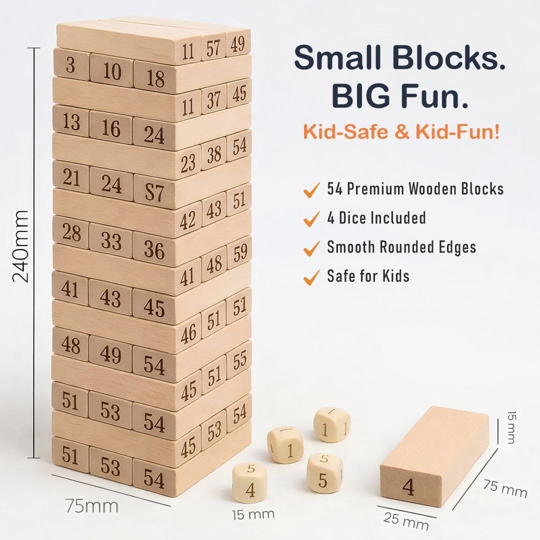 Classic Wooden Block  54 pcs Without Color