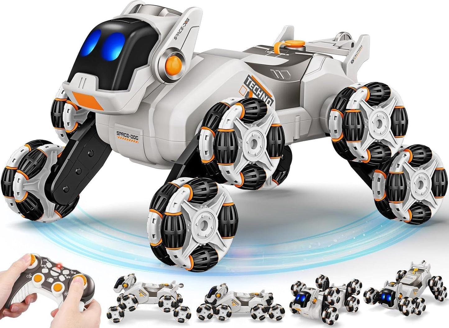 8-Wheel Stunt RC Robot Dog | 2.4GHz Remote-Controlled Pet with Drift Wheels, 360° Rotation, LED Eyes & Smoke Effect