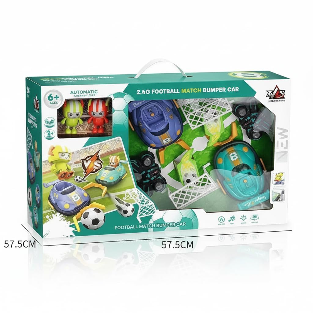 Remote Control Soccer Car Toy Set – 2 Player RC Football Battle Cars with Goal Posts, Balls & Dual Controllers